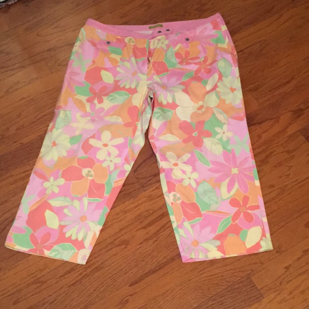 Cute pink green summer print pants 20W